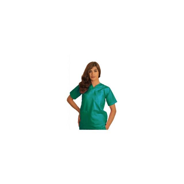 Top Scrub Uniform Polyester Silky Fabric X Large Turquoise Aqua